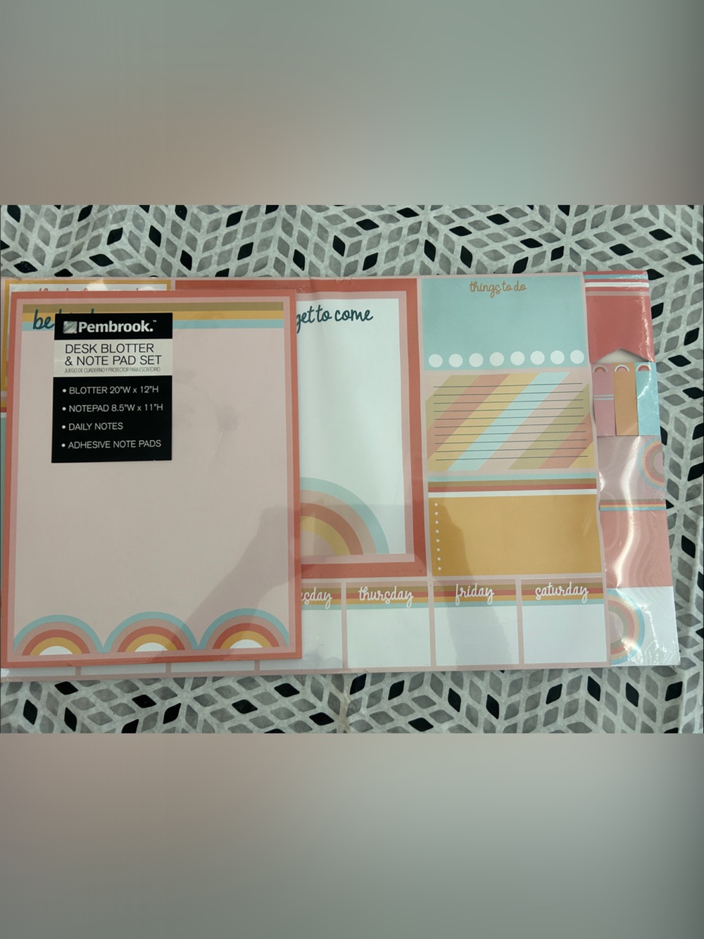 PeNBrook Pastel Rainbow Desk & Note Pad Set - Pink